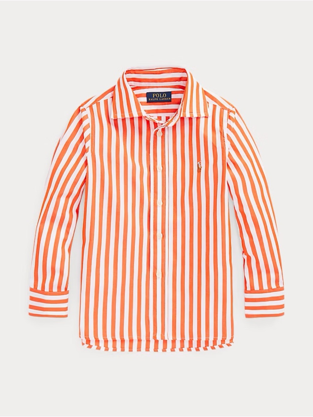 Ralph Lauren Boys Orange & White Striped Button-Down Shirt size 6Y